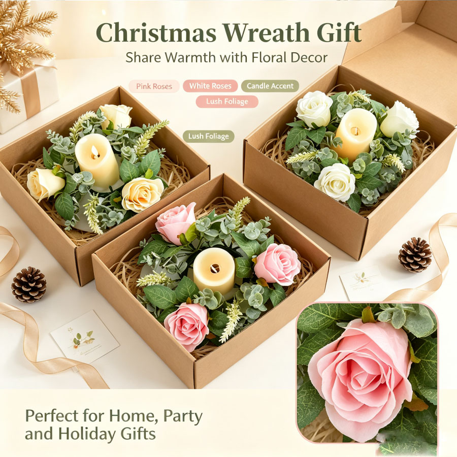 Artificial Rose Wreath Shaped  - đánh giá và giá Candle Quotes