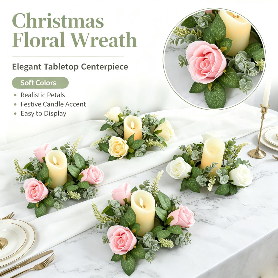 Artificial Rose Wreath Shaped  - đánh giá và giá Candle Quotes